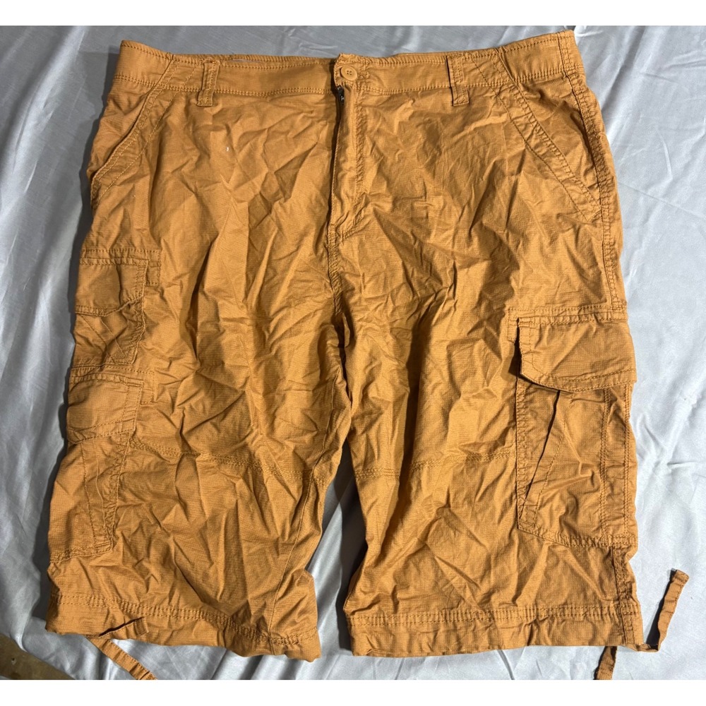 George Flex Mens Cargo Shorts 40 Brown Ripstop Utility Stretch Pockets RN52469